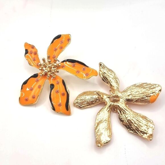 New ZARA tropical flower stud earrings - Picture 3 of 13